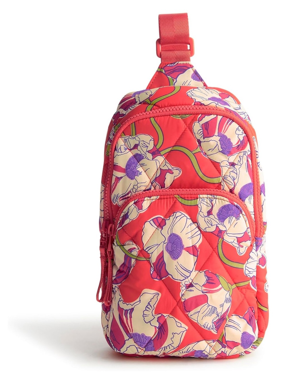 Vera Bradley Coral Floral Poppies Featherweight Lorman Sling Backpack - New